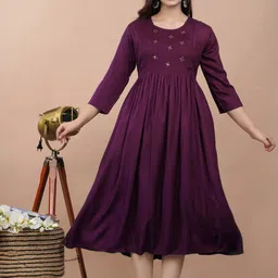 KIAARON Women Ethnic Motifs Embroidered Mirror Work Maternity Kurta-image-64