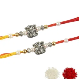 Asthetika Set of 2 Artificial Beaded Traditional Thread Rakhi image 5