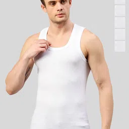 MACHO Sporto Pack Of 6 Ribbed Ultrasoft Pure Cotton Vests ASI024BRN-WHT-6PC-picture-18