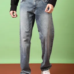 LIMEROAD Men Regular Fit Mid-Rise Clean Look Light Fade Non Stretchable Jeans-image-85