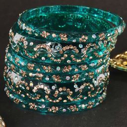 LAVAZZA Set Of 6 Crystal & Zircon-Studded Antique Bangles-image-22