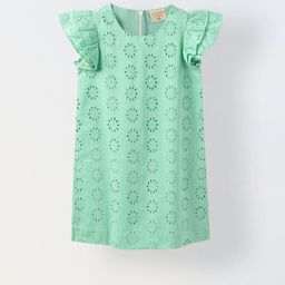 SPUNKIES Green Sleeveless Schiffli Dress for Girls-image-39