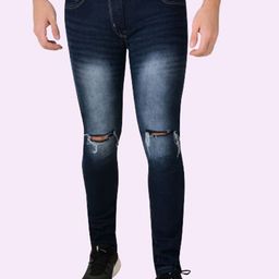LINARIA Men Classic Slim Fit Slash Knee Heavy Fade Jeans-image-66
