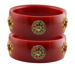 Vidhya Kangan Red Plastic Bangles-image-35