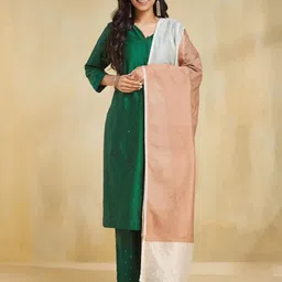 Fabindia Colourblocked Cotton Silk Dupatta-picture-47