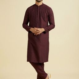Manyavar Floral Embroidered Mandarin Collar Sequinned Straight Kurta With Pyjamas-picture-36