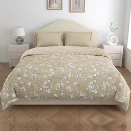Home Fresh Brown & Beige Floral Microfiber AC Room 120 GSM Double Bed Comforter-picture-3