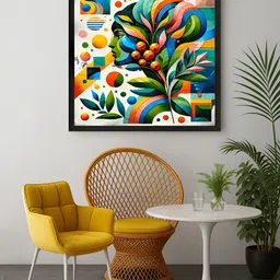 999Store Green & Orange Colored Printed Canvas Wall Art-image-40