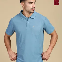 LUX PARKER Men Pack of 2 Anti Odour Solid Polo Collar Cotton T-shirts-image-70