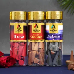 The Aroma Factory 3-Pcs Brown & Red Non Toxic Herbal Low Smoke Incense Cones-2