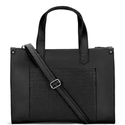 ALL ABOUT HER Textured PU Oversized Structured Tote Bag with Cut Work-11