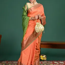 HELLA FASHIONS Woven Design Zari Art Silk Saree-image-91