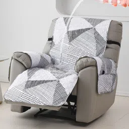 HOKIPO White & Grey Printed Polyester 1 Piece Sofa Cover-image-20