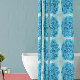 ArtzFolio Blue & White Floral Printed Waterproof Shower Curtain-image-25