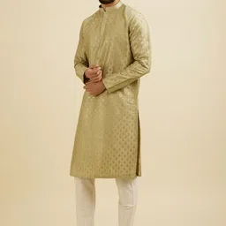 Manyavar Men Embroidered Regular Sequinned Kurta with Pyjamas image 4