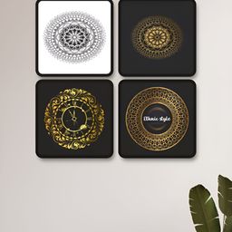 Livin'luxe Black & Gold-Toned Set of 4 Piece MDF Other Wall Paintings-picture-23