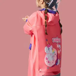 Little Surprise Box LLP Kids Peach Donut Unicorn Knee Length Raincoat-image-96