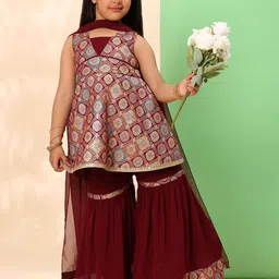 BAESD Girls Ethnic Motifs Printed Regular Kurti with Sharara & With Dupatta image 4