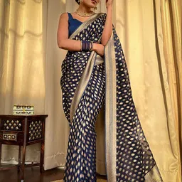 Aldwych Ethnic Motifs Woven Design Zari Banarasi Saree-image-75