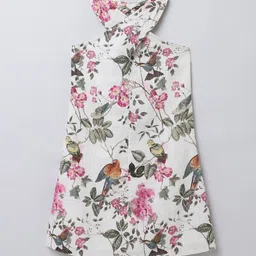 taffykids Floral Printed Halter Neck A-Line Cotton Dress-image-33