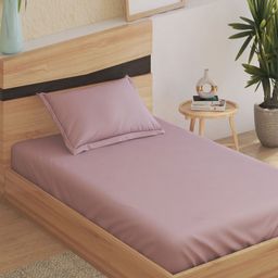 Home Centre Sienna Purple Cotton 144 TC Single Bedsheet with 1 Pillow Cover-2.54m x 1.52m-image-57