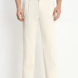 Allen Solly Men Solid Pleated Cotton Trousers-image-55