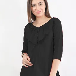 DELIS Women V-Neck Monochrome Georgette Top-picture-14