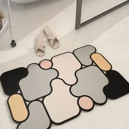 Deoxys Beige & Grey 5D Puzzle Microfiber Anti Skid Bath Mat-28