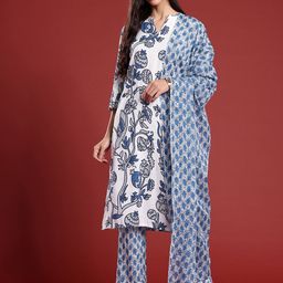 Anouk Floral Printed Kurta with Trousers & With Dupatta-29