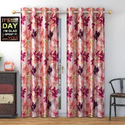 Galaxy Home Decor Purple Set of 2 Floral Window Curtain-image-5