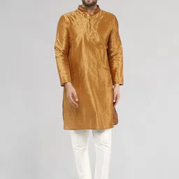 SKAVIJ Men Ethnic Motifs Embroidered Regular Thread Work Kurta with Churidar-14