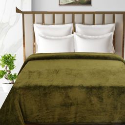 Florida Olive Green 300 GSM Double Bed Flannel Blanket- 2.4 m x 2.2 m-image-45