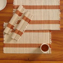 Peepul Tree 4Pcs Rust & Off White Textured Table Placemats-image-24