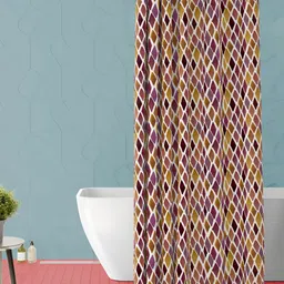 ArtzFolio White & Purple Geometric Printed Waterproof Shower Curtain-12