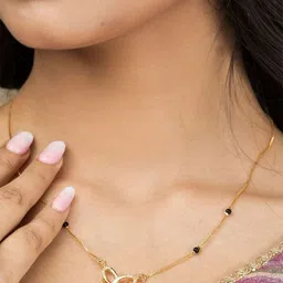 SHWENIT JEWELS Gold-Plated Kundan Stone Studded and Beaded Mangalsutra-21