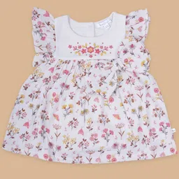 Ohmybebe Girls Floral Print Flutter Sleeve Organic Cotton Fit & Flare Dress-image-33