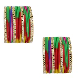 ZULKA Set of 40 Metal with Base Metal Engraved Pattern Glossy with Matte Finished Bangles image 3