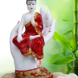 Aura White & Red Lord Buddha Idol Showpiece-image-19