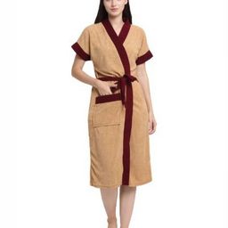 Aura Contrasted Cotton Shawl-Collar Bath Robe-image-86