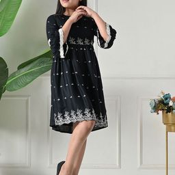 Bella Moda Girls Floral Print Bell Sleeve Fit & Flare Cotton Dress-image-107
