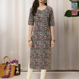 HERE&NOW Selection Of 3 Printed Straight Kurtas-image-73