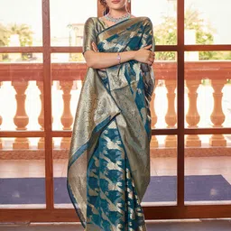 Mitera Woven Design Zari Organza Banarasi Saree-32