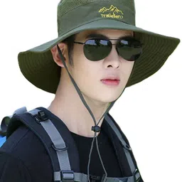 Alexvyan Men Green Solid Sun Hat-52