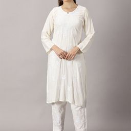 Fashionable Floral Embroidered Chikankari Straight Kurta-picture-23
