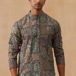 Jompers Ethnic Motifs Embroidered Mandarin Collar Straight Kurta-image-47