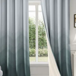 CASABLEU Blue 2 Pieces Black Out Door Curtains-58