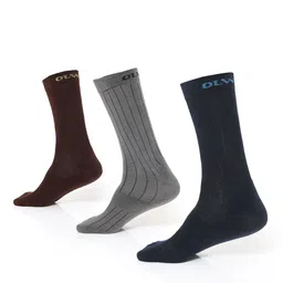 OLWEN Men Pack Of 3 Patterned Cotton Calf Length Socks-image-3
