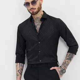 Snitch Men Smart Spread Collar Textured Slim Fit Formal Shirt-image-29