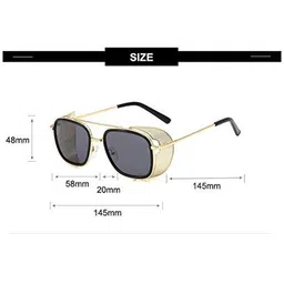 AUGEN Unisex Black Lens & Gold-Toned Square Sunglasses with image 4