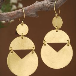 Moedbuille Gold-Plated Geometric Shaped Drop Earrings-14